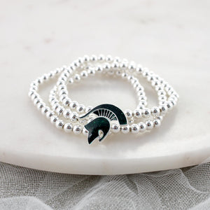Michigan State Glitter Enamel Logo Stretch Bracelet Set