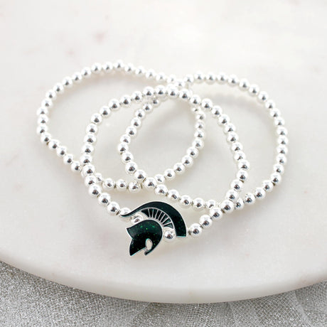 Michigan State Glitter Enamel Logo Stretch Bracelet Set