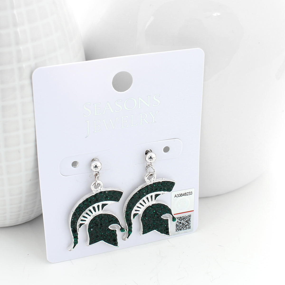 Michigan State Crystal Logo Earrings