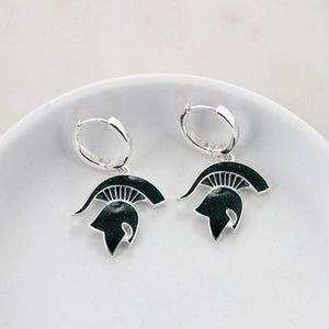 Michigan State Glitter Enamel Logo Huggie Hoop Earrings