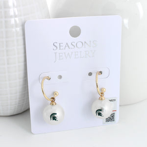 Michigan State Pearl Logo Hoop Earrings