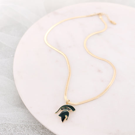 Michigan State Gold & Enamel Logo Necklace