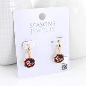 Mississippi Gold Huggie Hoop Earrings w/Enamel Logo