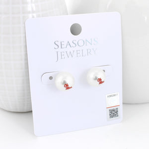 Mississippi Logo Pearl Stud Earrings