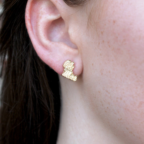 Mississippi Shiny Gold Logo Stud Earrings