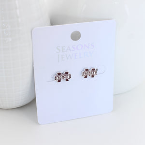 Mississippi State Enamel Logo Stud Earrings