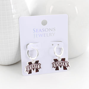 MSU Glitter Enamel Logo Huggie Hoop Earrings