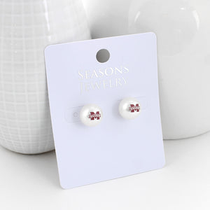 Mississippi State Logo Pearl Stud Earrings