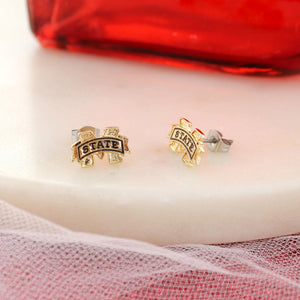 Mississippi State Shiny Gold Logo Stud Earrings