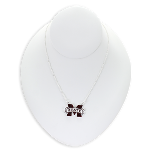 16” Mississippi State Crystal Logo Necklace