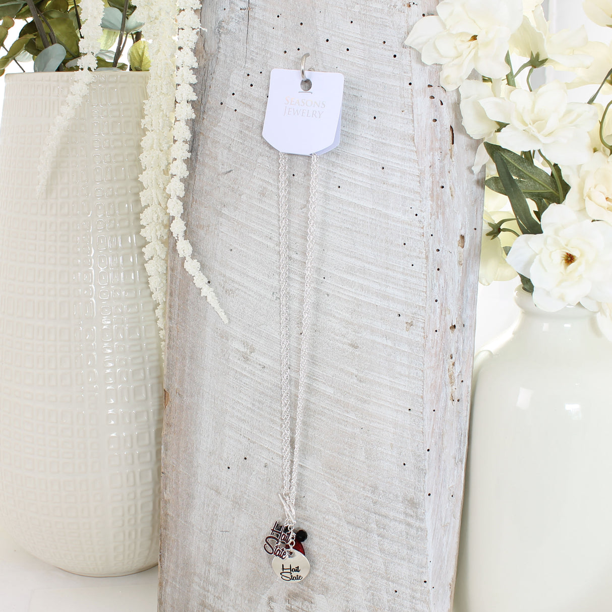 18 - 36” Mississippi State Logo Disc & Slogan Cluster Convertible Necklace
