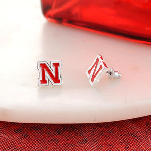 Nebraska Enamel Logo Stud Earrings