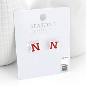 Nebraska Enamel Logo Stud Earrings
