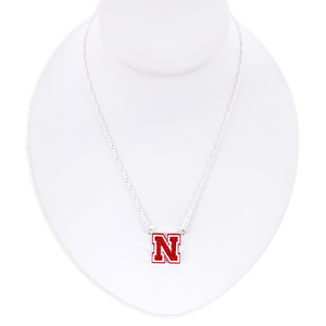 Nebraska Crystal Logo Necklace