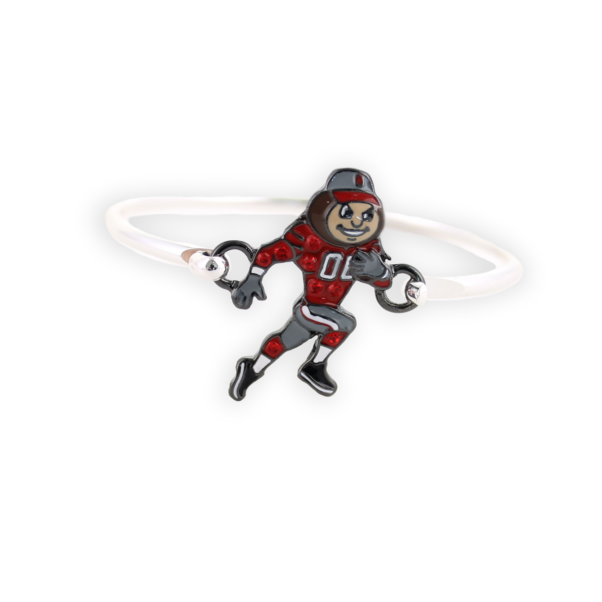 Ohio State Crystal Mascot Logo Cuff Bracelet