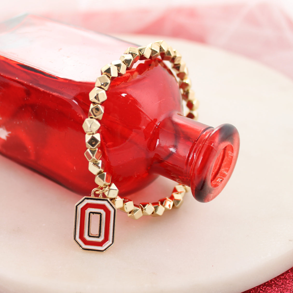 Ohio State Gold Stretch Bracelet w/Enamel Logo 