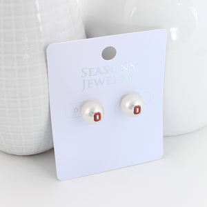 Ohio State Logo Pearl Stud Earrings