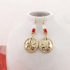 Ohio State Gold & Tube Bead Earrings