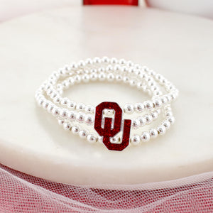 Oklahoma Glitter Enamel Logo Stretch Bracelet Set
