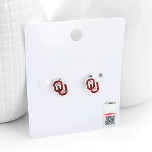 Oklahoma Enamel Logo Stud Earrings