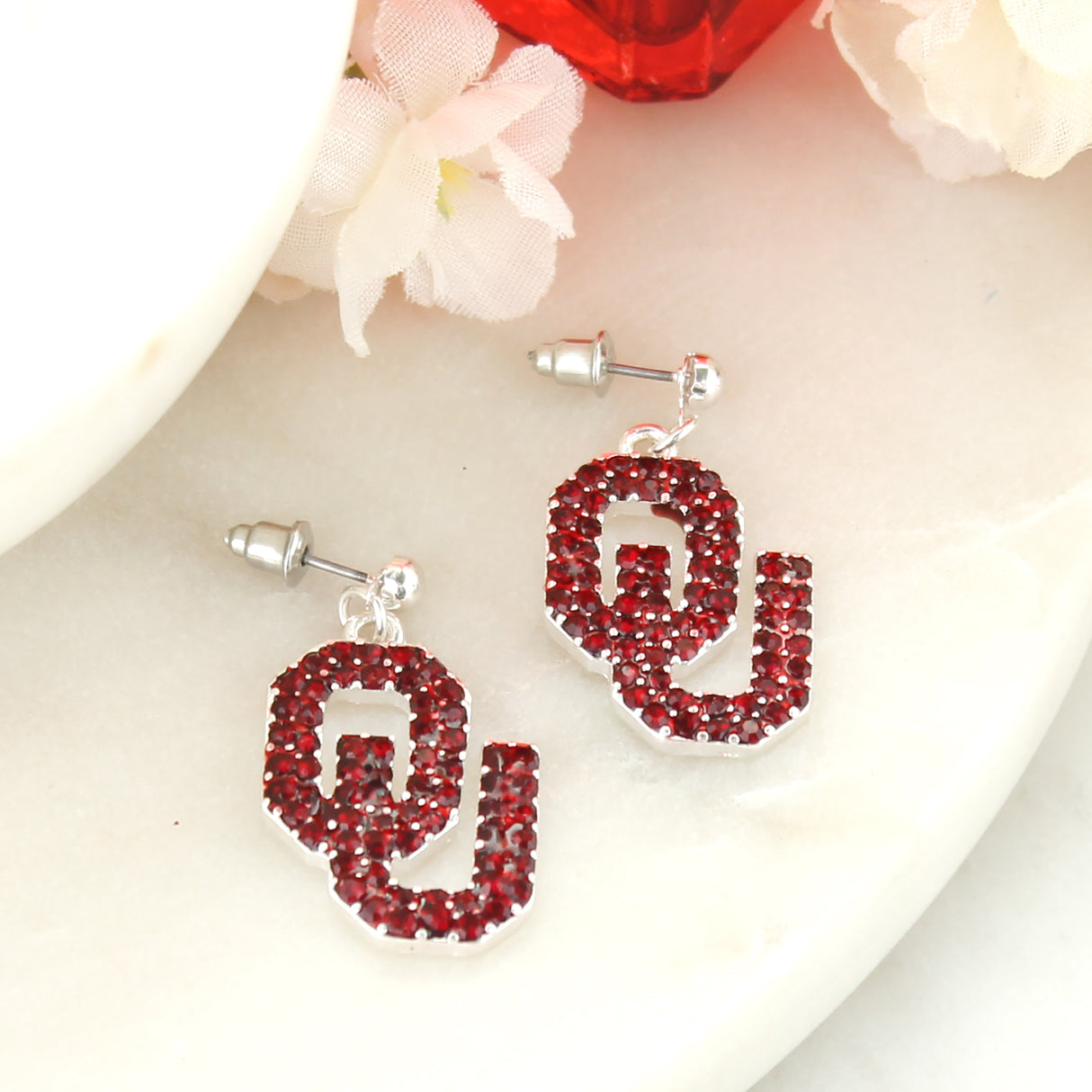 Oklahoma Crystal Logo Earrings