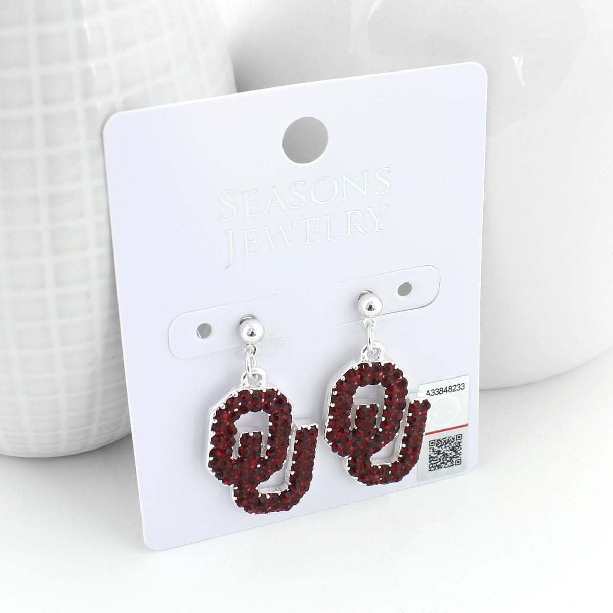 Oklahoma Crystal Logo Earrings