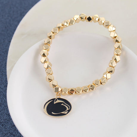 Penn State Gold Stretch Bracelet w/Enamel Logo