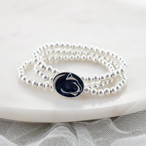 Penn State Glitter Enamel Logo Stretch Bracelet Set