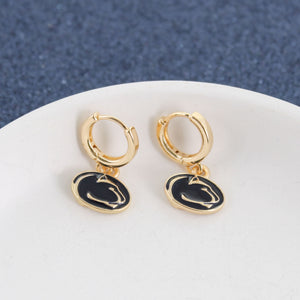 Penn State Gold Huggie Hoop Earrings w/Enamel Logo