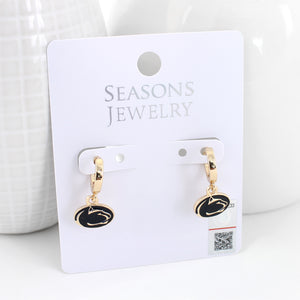 Penn State Gold Huggie Hoop Earrings w/Enamel Logo