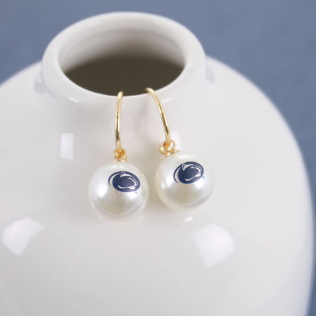 Penn State Pearl Logo Hoop Earrings