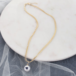 18" Penn State Gold & Pearl Logo 3-Strand Necklace