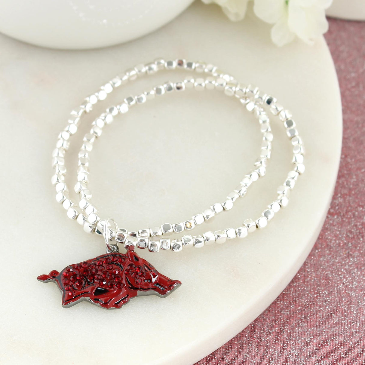 Arkansas Crystal Logo Stretch Bracelet