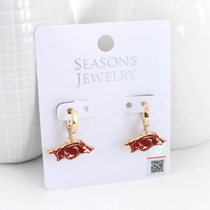 Arkansas Gold Huggie Hoop Earrings w/Enamel Logo