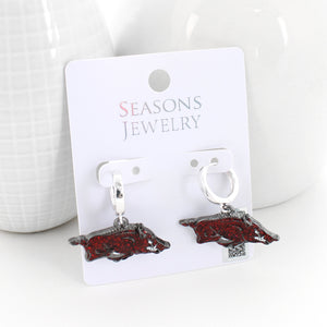 Arkansas Glitter Enamel Logo Huggie Hoop Earrings