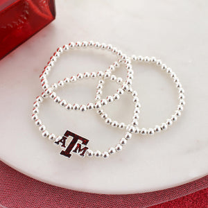 Texas A&M Glitter Enamel Logo Stretch Bracelet Set