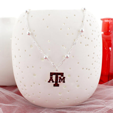 Texas A&M Glitter Enamel Logo Necklace