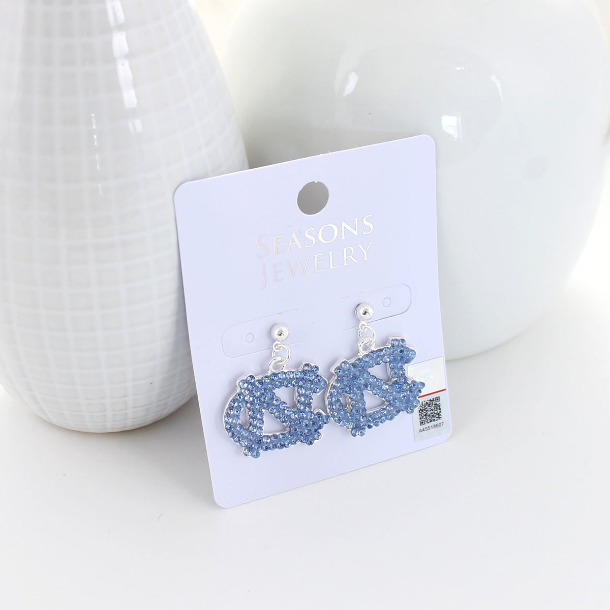 North Carolina Crystal Logo Earrings