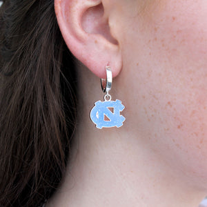 North Carolina Glitter Enamel Logo Huggie Hoop Earrings