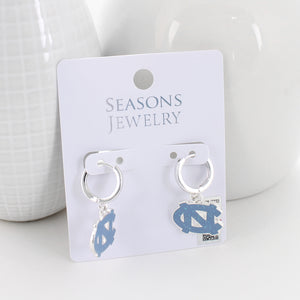 North Carolina Glitter Enamel Logo Huggie Hoop Earrings
