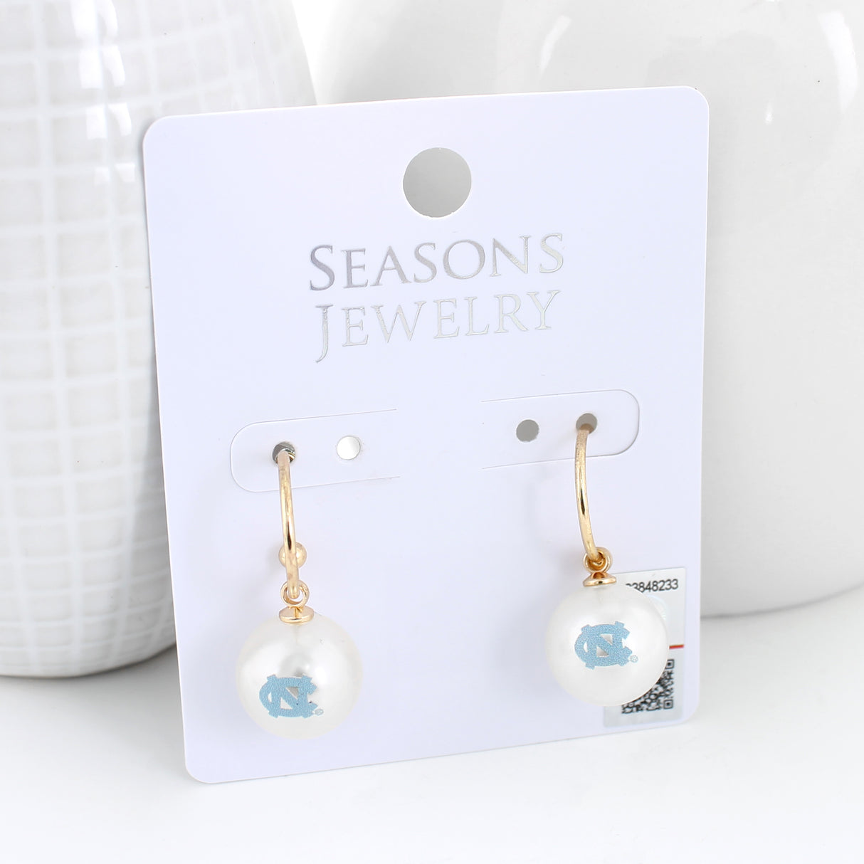 North Carolina Pearl Logo Hoop Earrings