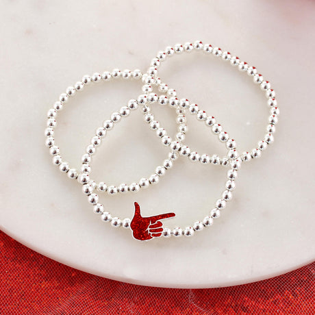 Texas Tech Glitter Enamel Logo Stretch Bracelet Set