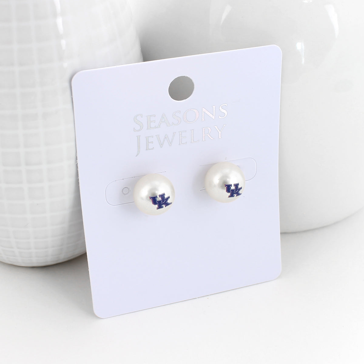 Kentucky Logo Pearl Stud Earrings