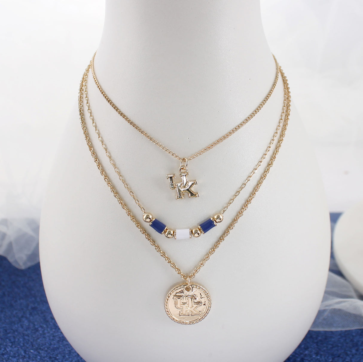 Kentucky Gold & Tube Bead Trio Necklace Set