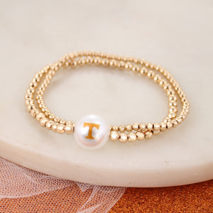 Tennessee Gold & Pearl Logo Stretch Bracelet Set