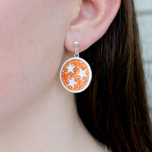 Tennessee Tri-Star Crystal Logo Earrings