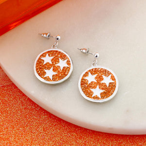 Tennessee Tri-Star Crystal Logo Earrings
