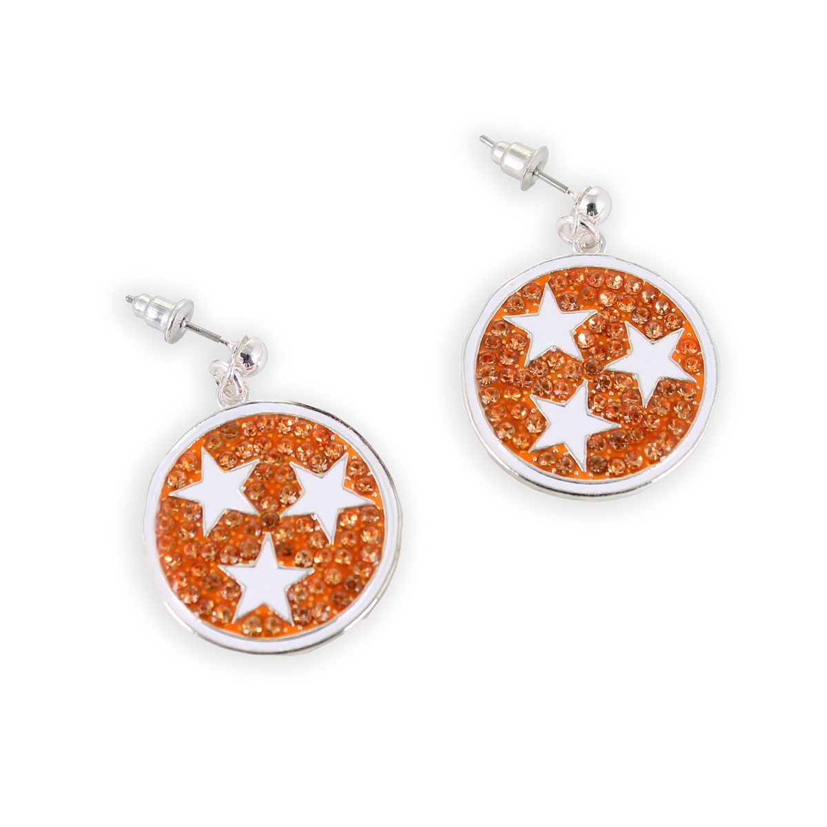Tennessee Tri-Star Crystal Logo Earrings