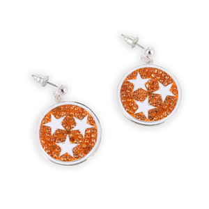 Tennessee Tri-Star Crystal Logo Earrings