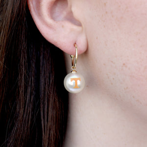 Tennessee Logo Pearl Hoop Earrings